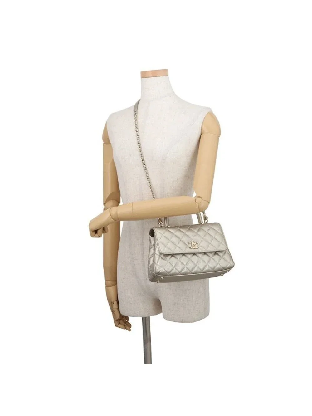 Chanel Quilted CC Logo Coco Handle XS Caviar Leather 2-Way Shoulder
